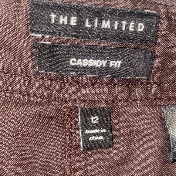 The Limited Cassidy Fit Brown Linen Drawstring Waist Crop Length Size 12 Pants - Picture 8 of 9